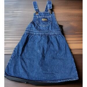 Vintage Osh Kosh B'Gosh Overall SkirtToddler Girls Denim Sz 5 Blue Jean Elastic